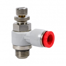 SC-BL-08-G14-SB Фитинг угловой с регулировкой расхода (пневмодроссель), 8мм x G 1/4 (наруж.резьба),